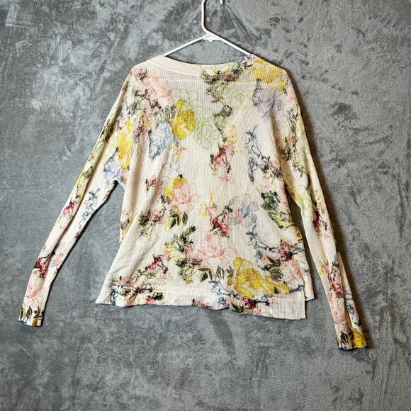 Anthropologie Floral 💐🌸🌺🪻🌼🌹 Print‎ Linen Blend Long Sleeve. EUC - Picture 3 of 7